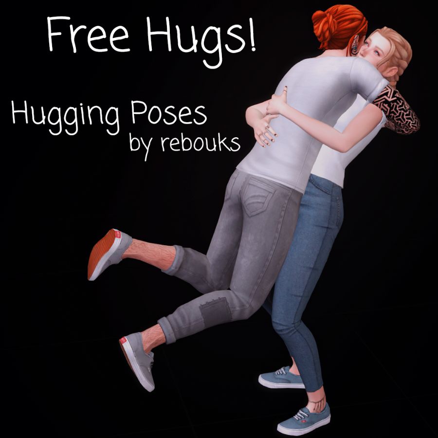 two sims hugging