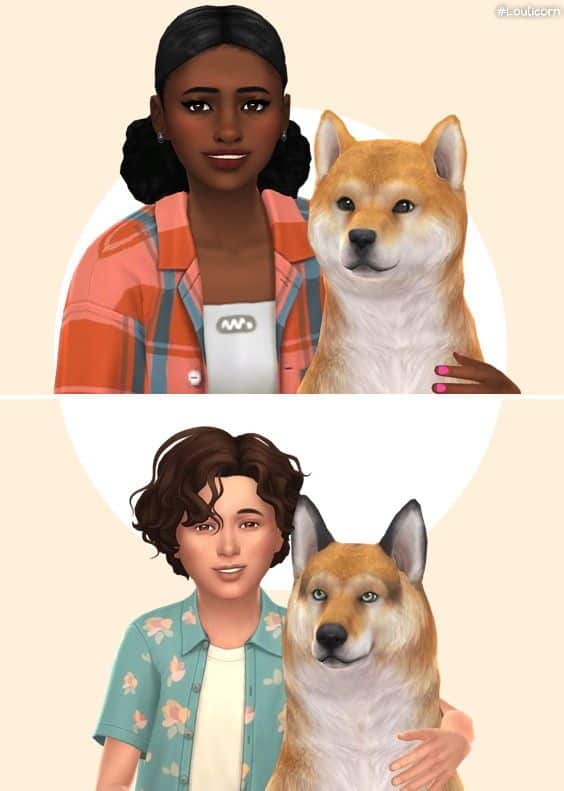 couple of sims posing with their dog