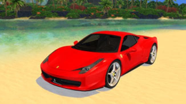 red ferrari car on beach