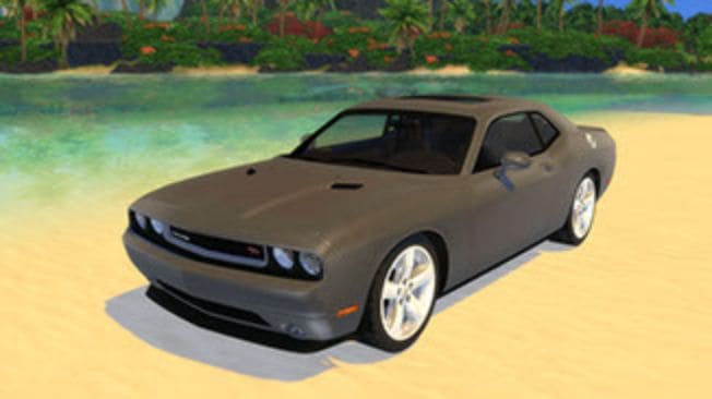 gray muscle car on beach