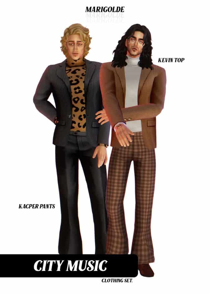 male sims posing in 70s suits