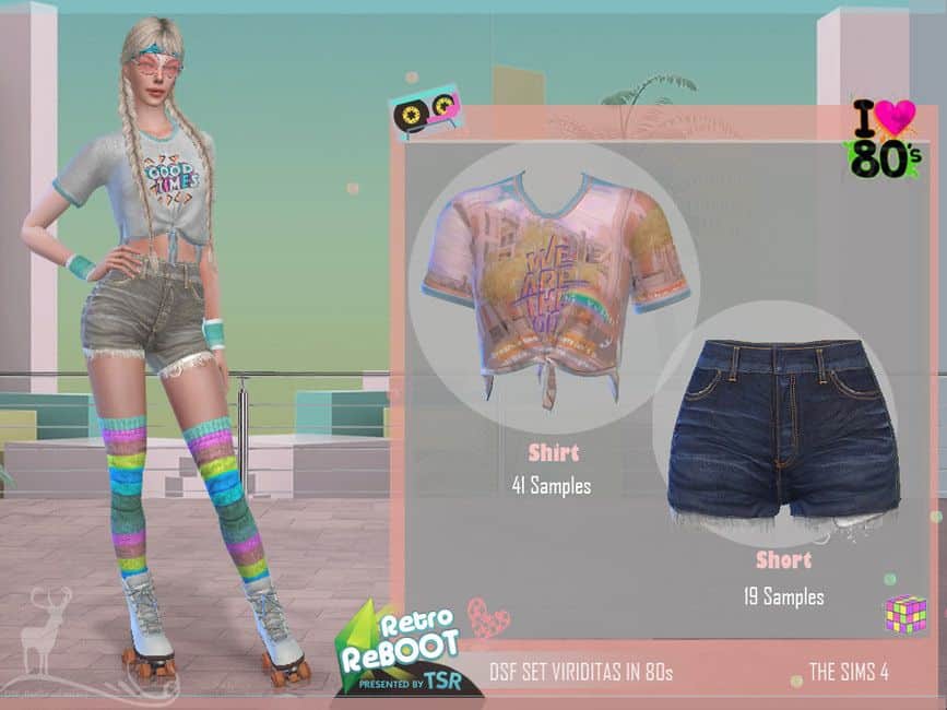 80s crop top and short jean shorts