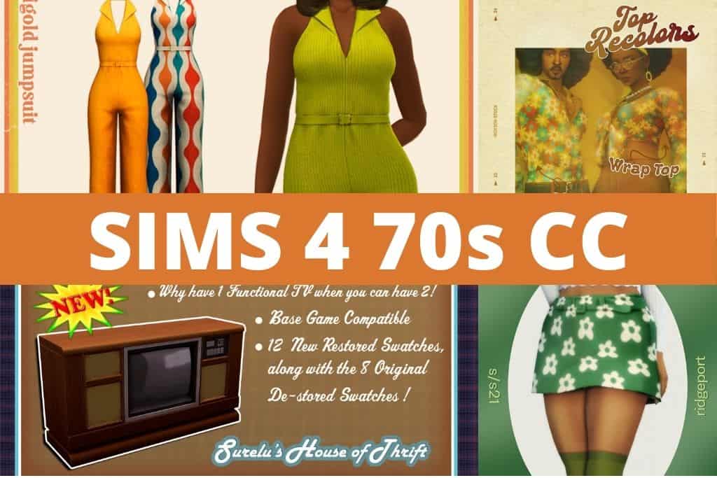 sims 4 70s cc collage