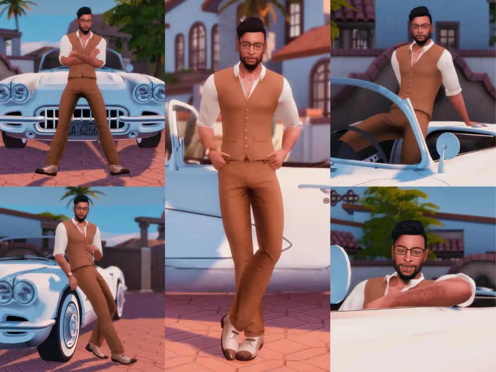 collage guy posing in white car