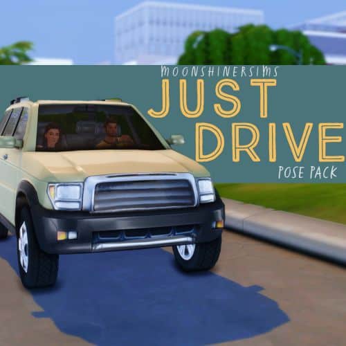 sims driving white truck on street