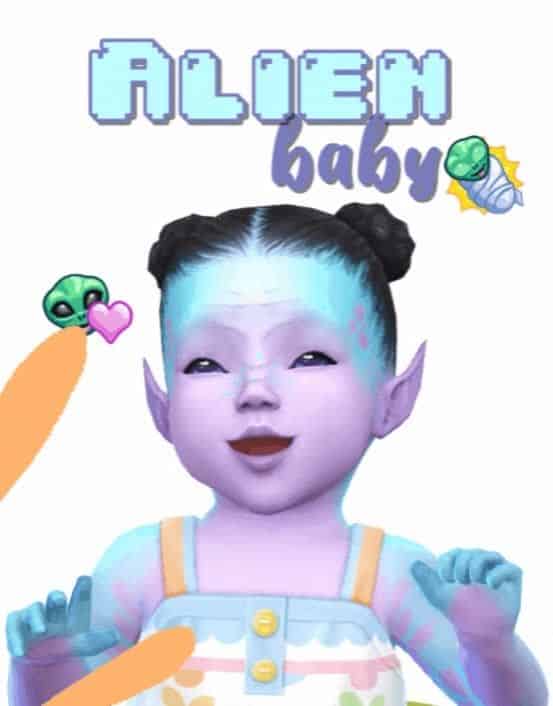 purple and blue female baby alien