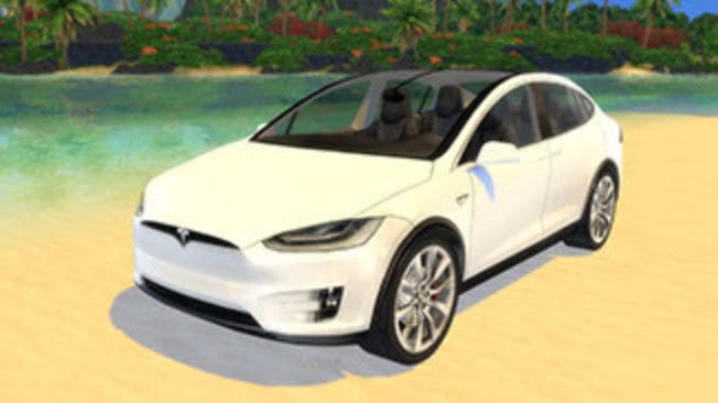 white tesla car on beach