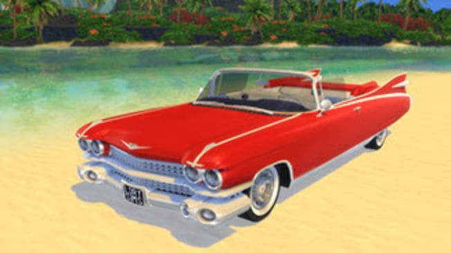 classic red convertible on beach