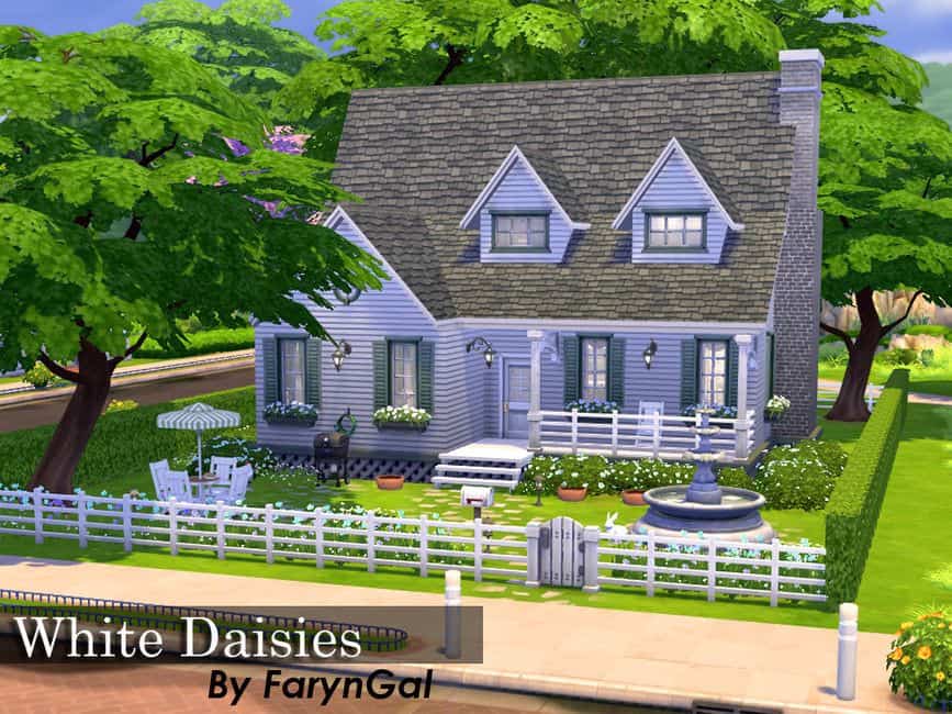 cottage home with white daisies