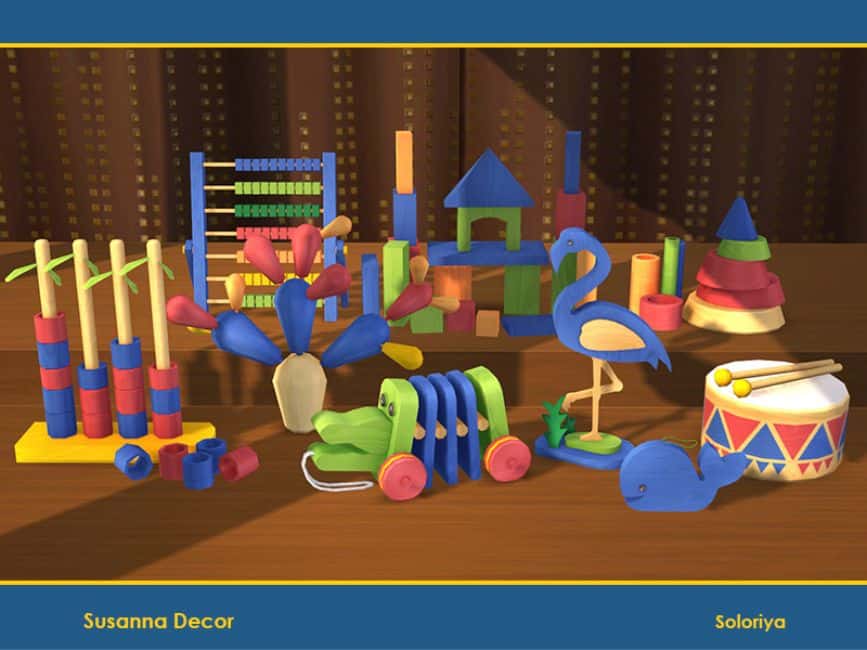 colorful wooden toys collection