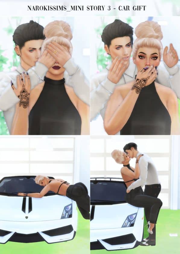 collage sim being gifted a car
