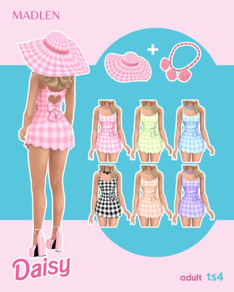 Barbie mini dress set with hat and necklace