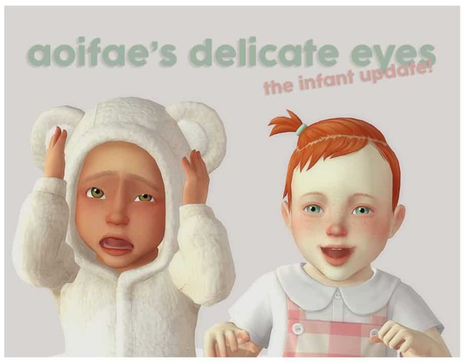 two infant sims with downward eyes