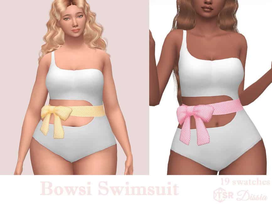 one shoulder swimwear with bow