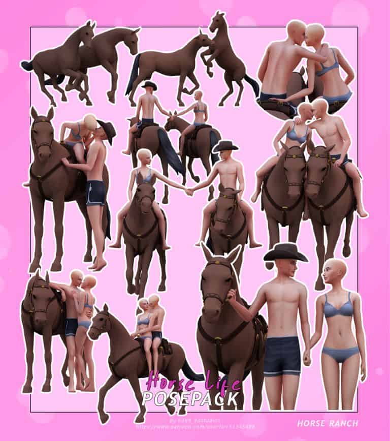 collage of couple and horse poses