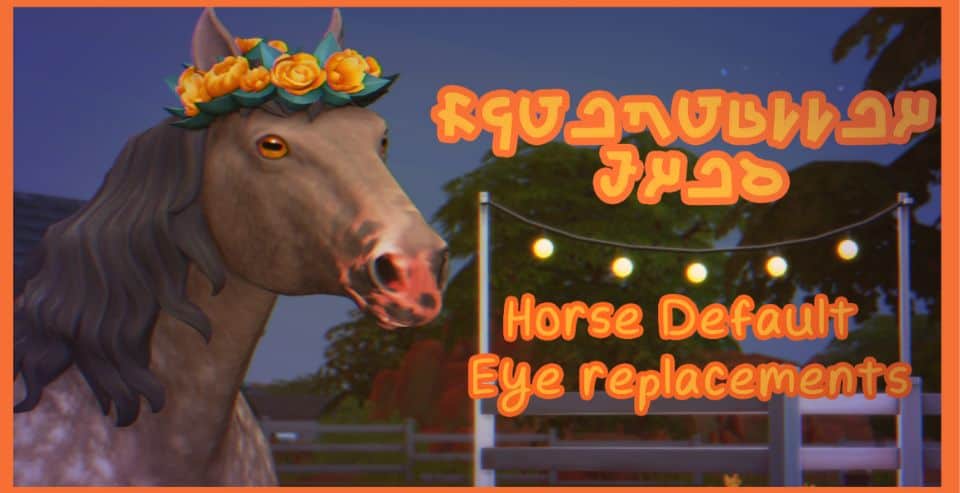 horse with default eyes and orange flower garland