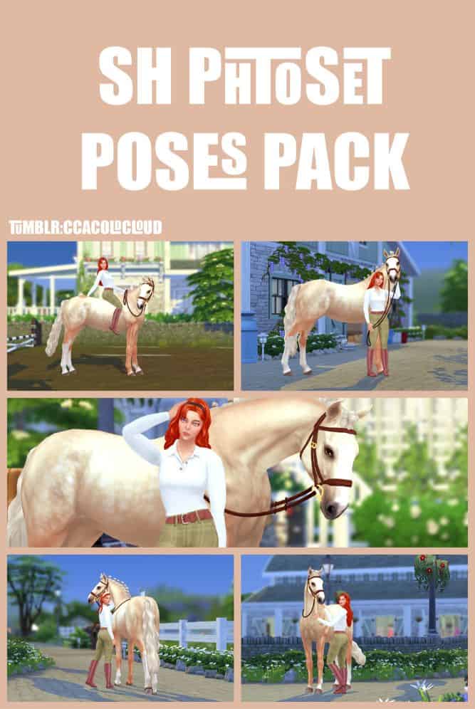female sim and horse pose pack