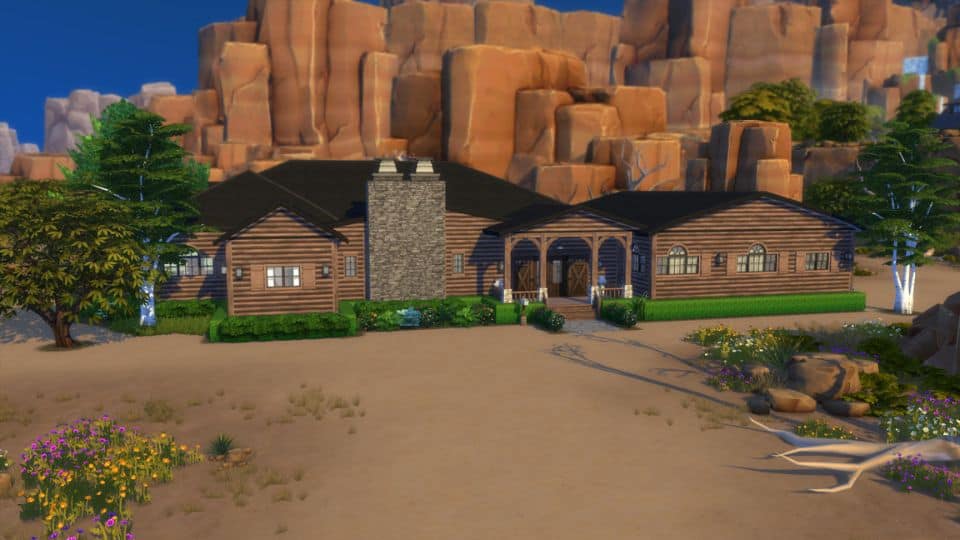 sims 4 horse ranch house with green hedge