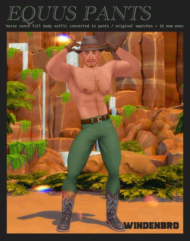 male sims wearing cowboy pants