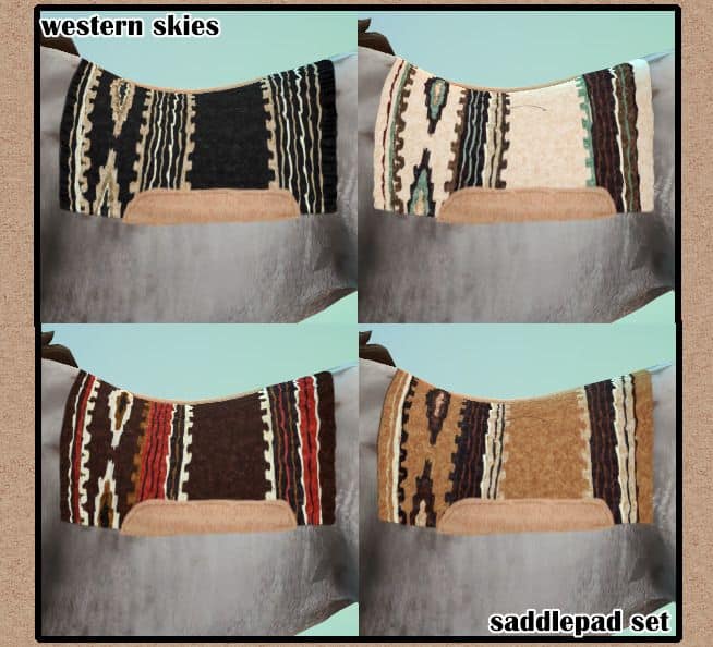collage of saddlepads with westhern patterns