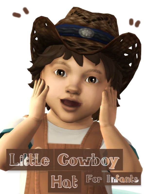 infant sim sporting a cowboy hat