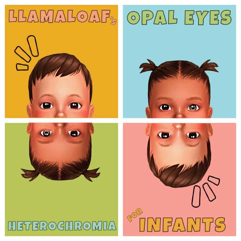 collage of 4 sims 4 infant eyes