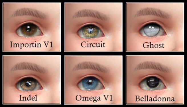 collage of 6 sims 4 infant eyes