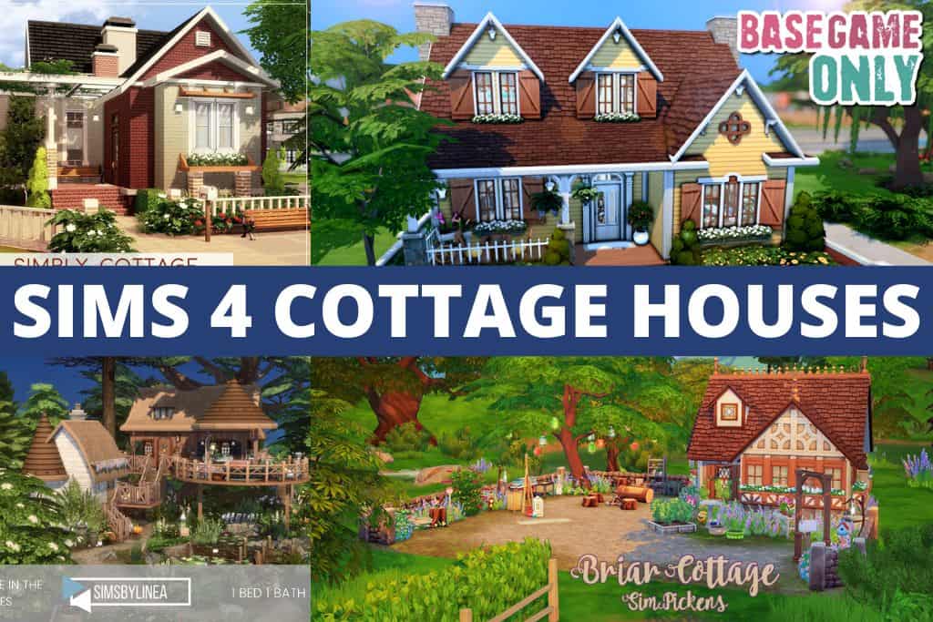 sims 4 cottage houses collage