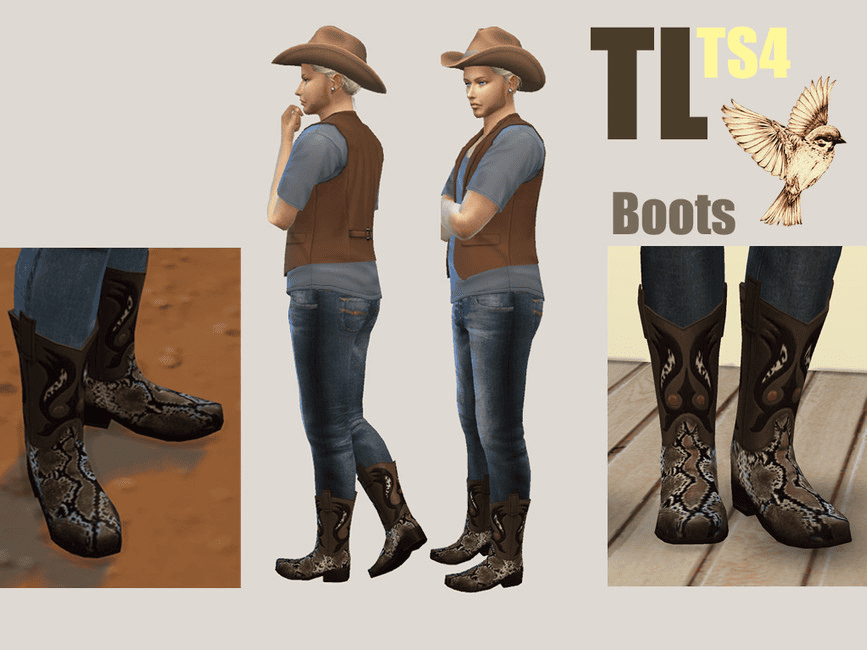 male boots modeling snake skin cowboy boots