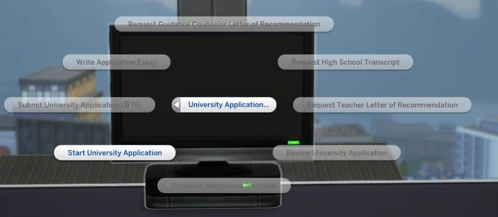 pie menu of university application process