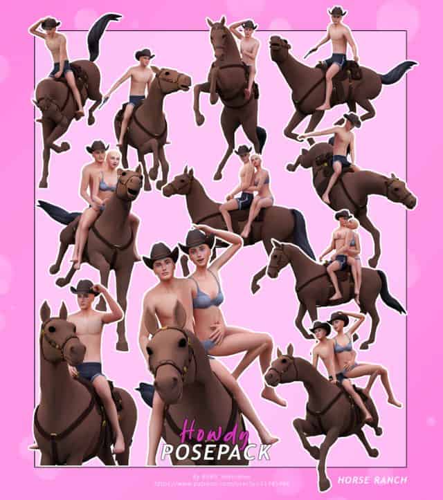 collage of sims 4 horse poses