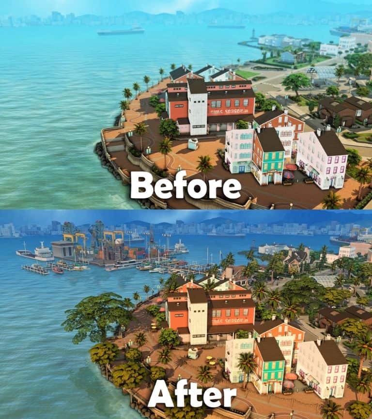 before after changes to ported city