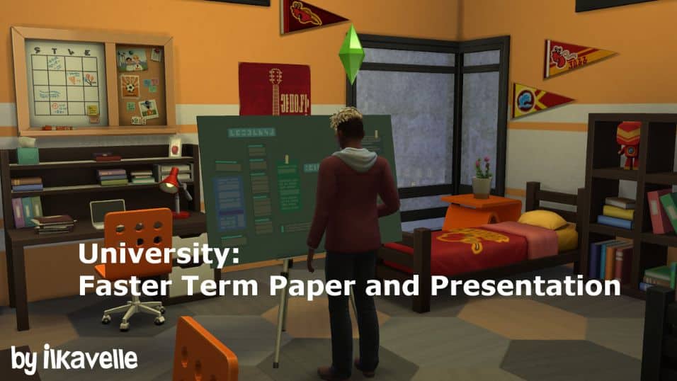 sim in front of presentation board