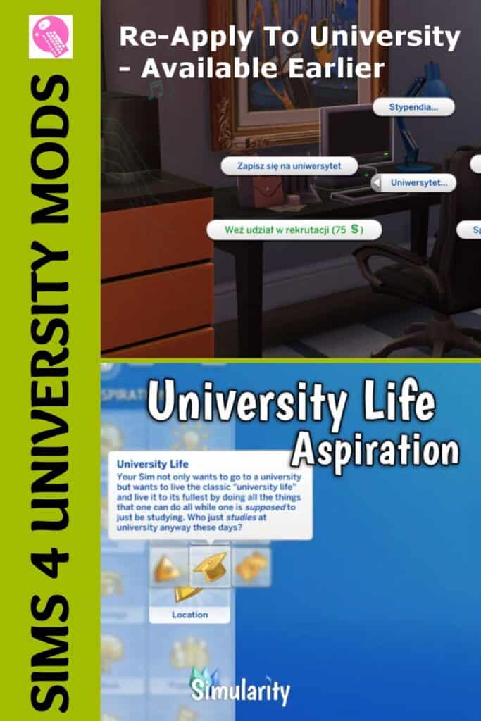 sims 4 university mods Pinterest pin