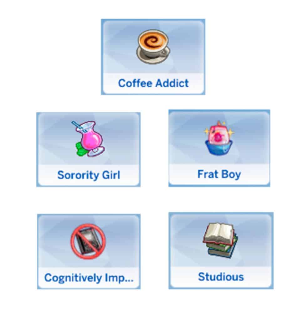 collage sims 4 university traits