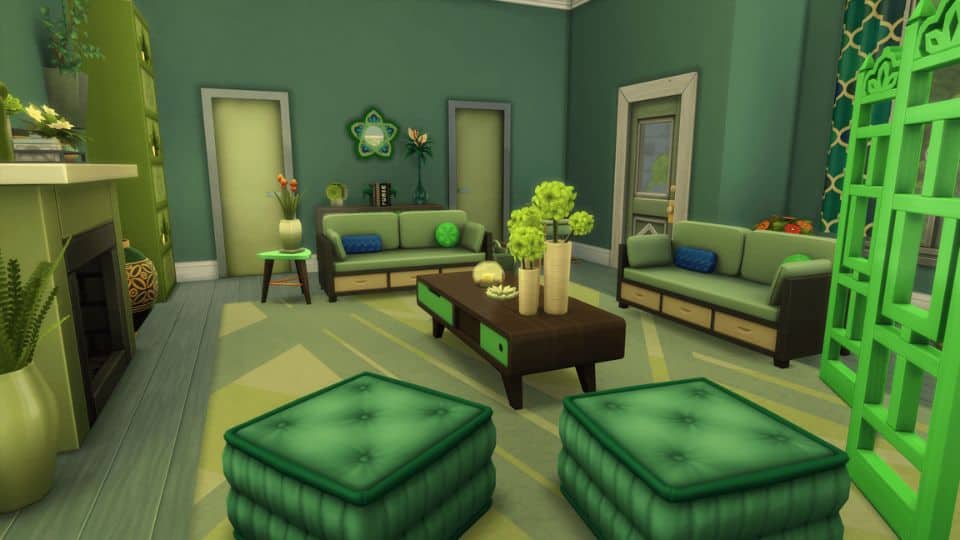 green theme color living room