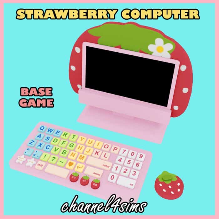 pink strawberry design functional computer