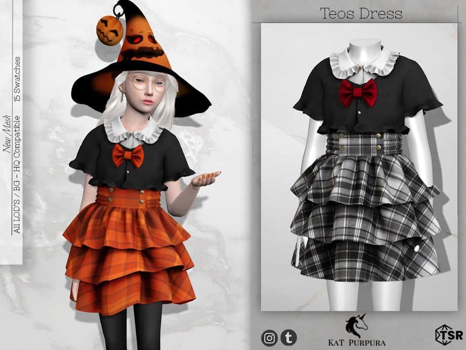 female kid sim in witchy dress