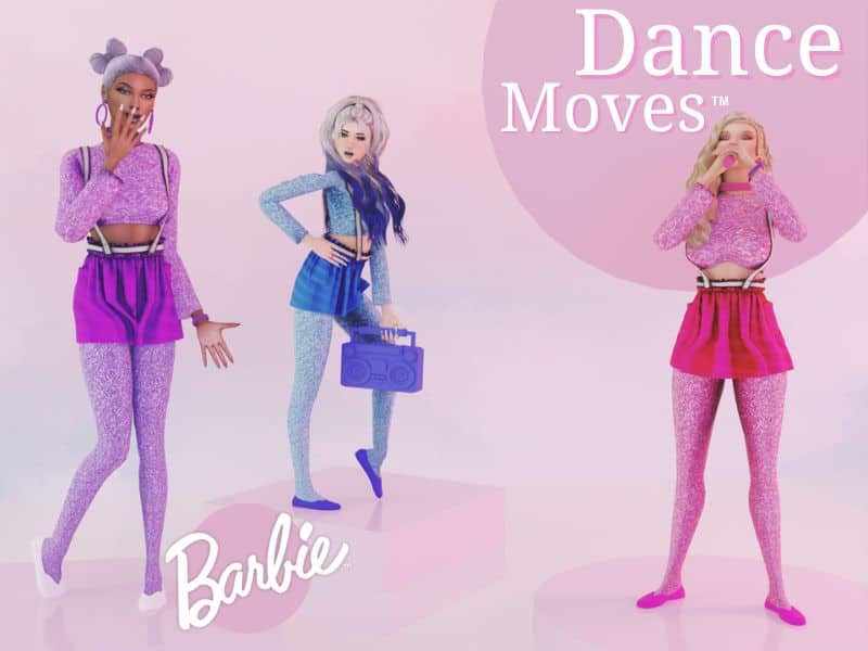 three Barbies poses