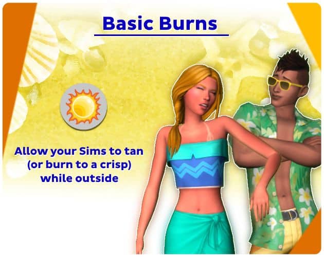 female sim catching a sunburn