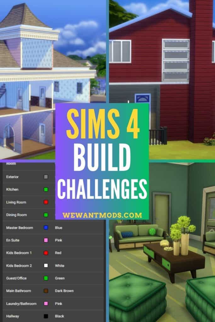 sims 4 build challenges Pinterest pin