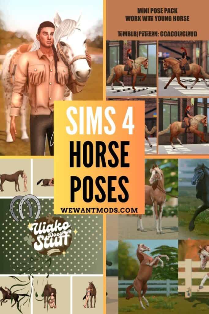 sims 4 horse poses Pinterest pin