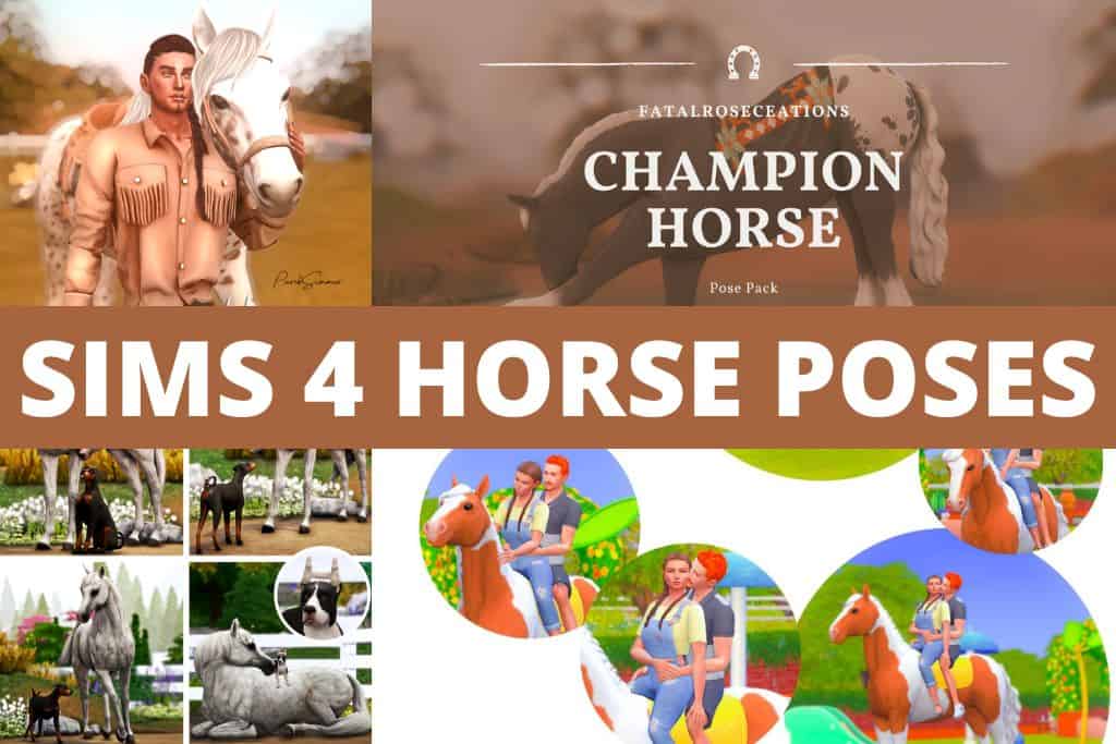 sims 4 horse poses collage