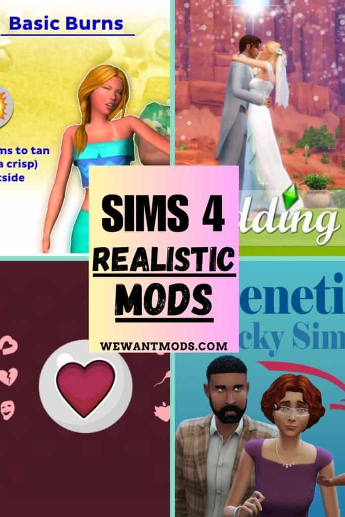 sims 4 realistic mods Pinterest pin