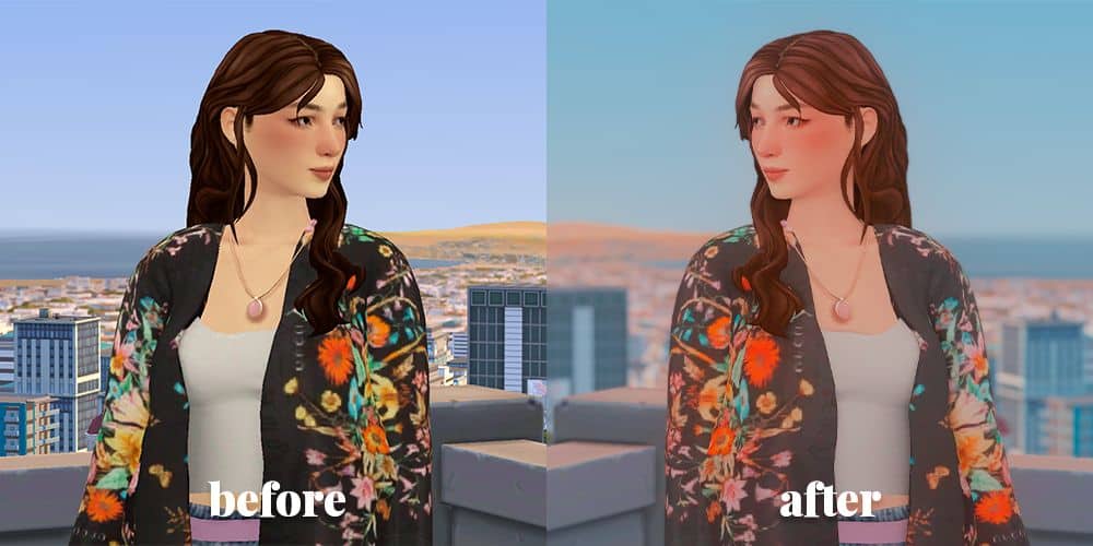 sim girl mirror image with reshade effects