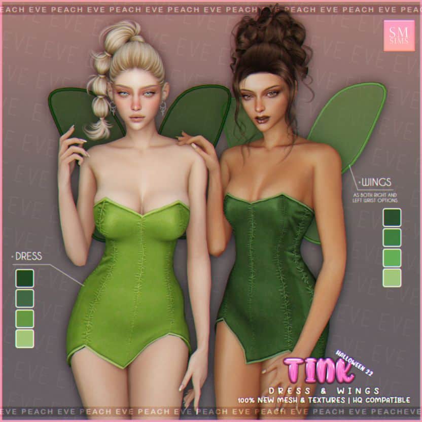 female sims in Tinkerbell costumes