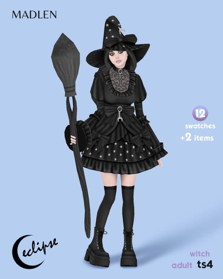 Head to toe black witch Halloween costume
