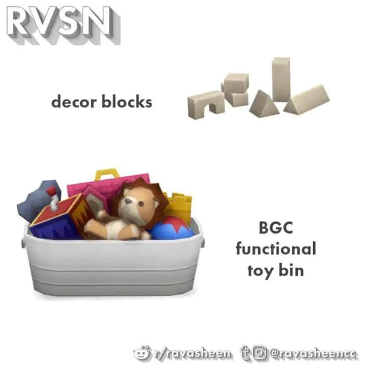 container of decor toys