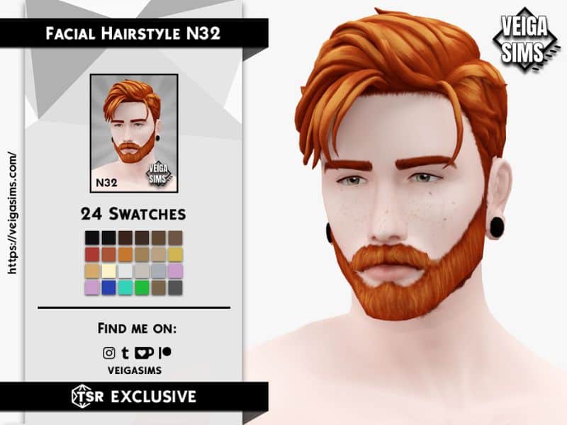 closeup redhead male sim with beard