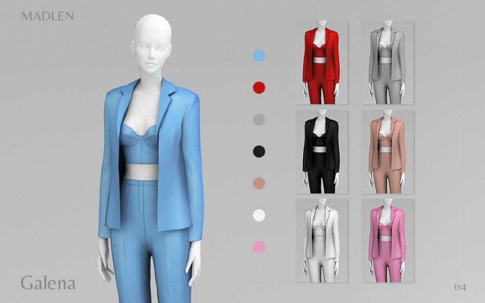 3-piece suit set shown in 7 colors